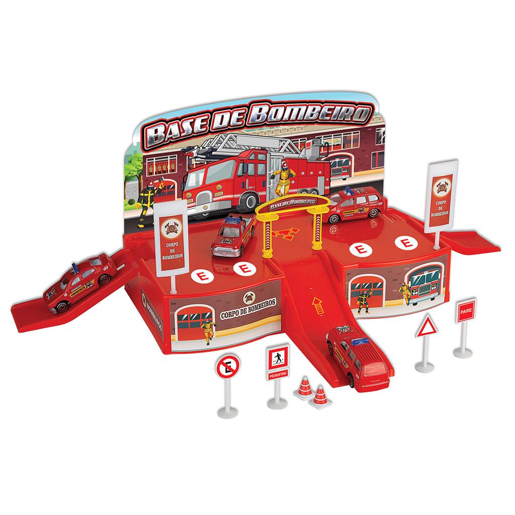 Base De Bombeiro C/ Carrinho Miniatura – Braskit