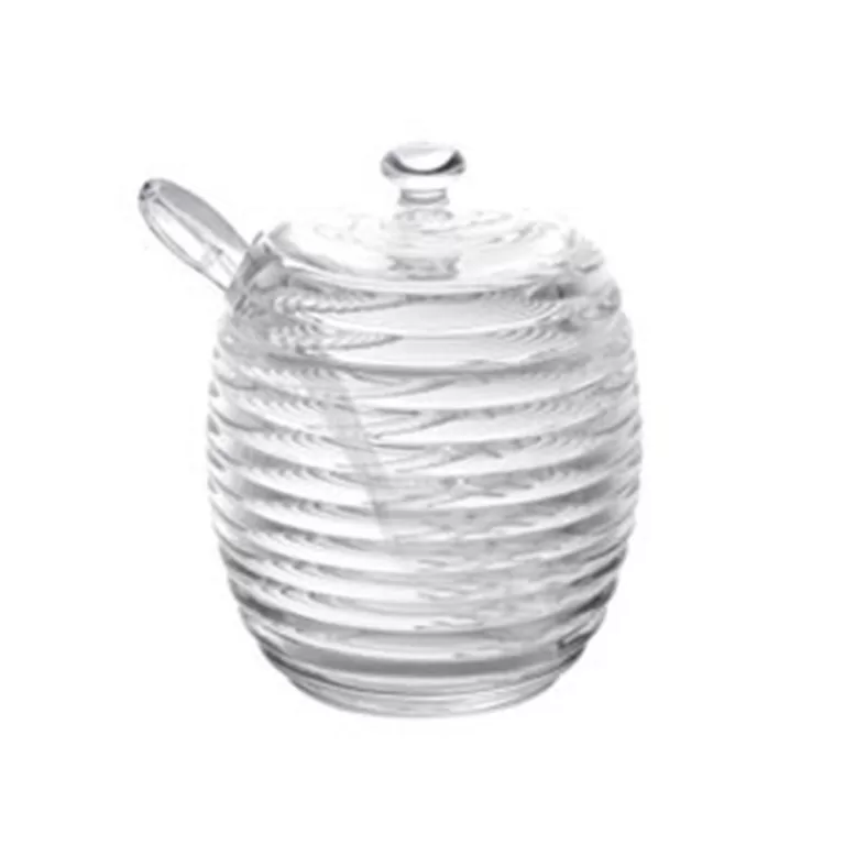 Açucareiro De Cristal com Colher e Tampa Colmeia 