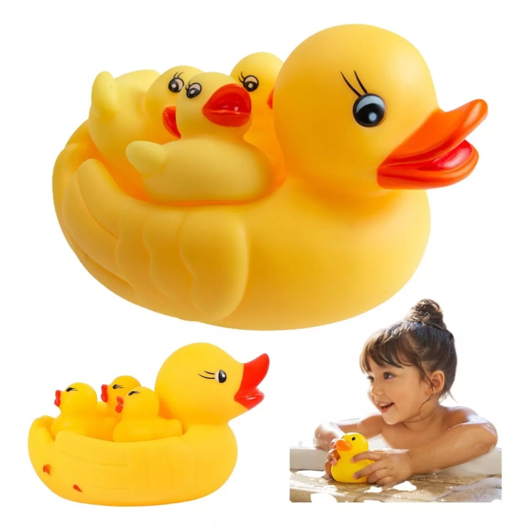 Kit Banho Bebê com 4 Patinhos Saboneteira Brinque