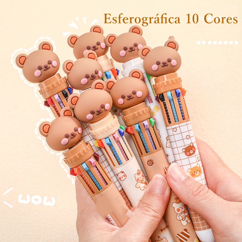 Urso Caneta Esferográfica 10 Cores Disponíveis multi-Cor Desenho Escrita Estudante ten-color