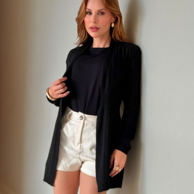 Parka Kimono Cardigan Outono Inverno Básico Femin