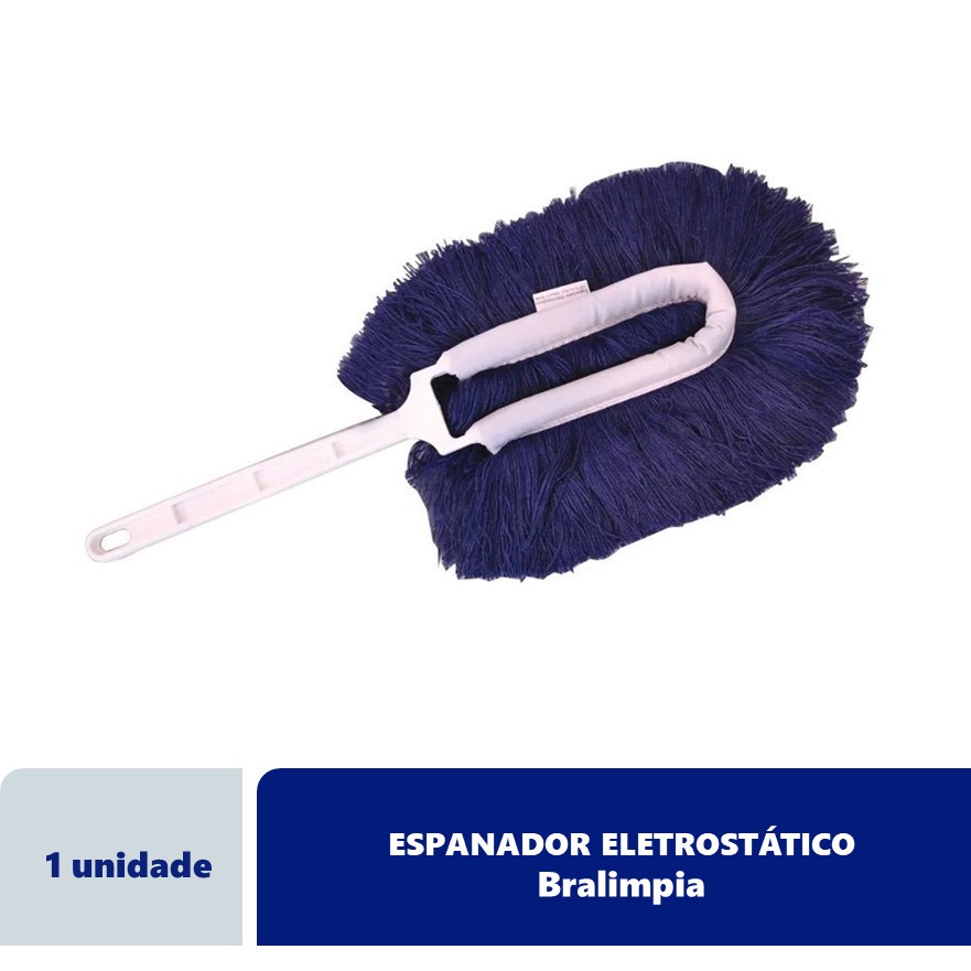 Espanador Eletrostático Cabo Curto Azul Lavável Bralimpia