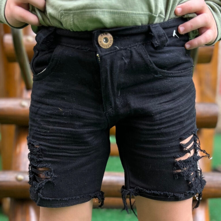 Bermuda Jeans Infantil Juvenil rasgada Menino Masc