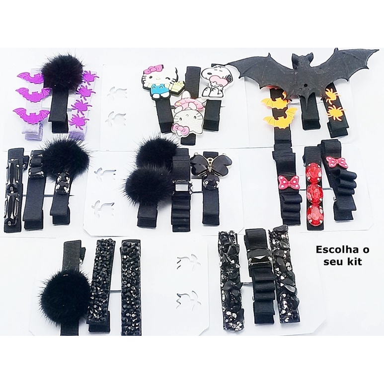 HAIR CLIP CABELO KIT COM 3 PECAS DECORADA ARTESNAL HCL0126A