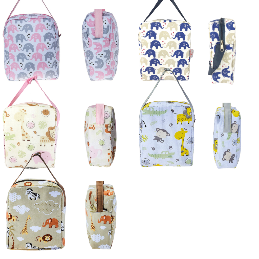 Bolsa Térmica Frasqueira Porta Mamadeiras Bebê Lancheira – Safari Passinho do Elefante