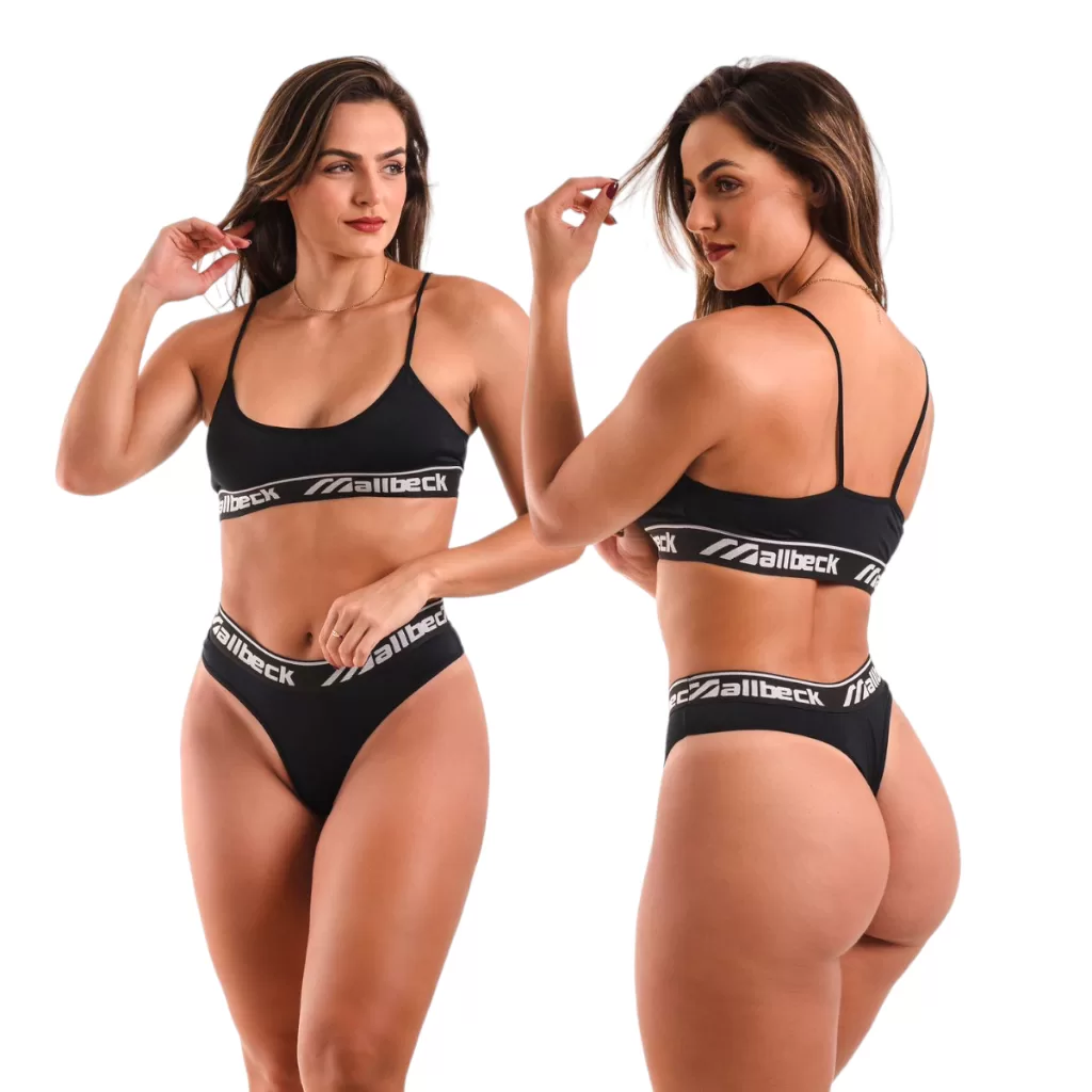 Kit 5 Conjuntos Top e Calcinha Lingerie Feminino Blogueira Microfibra Promoção