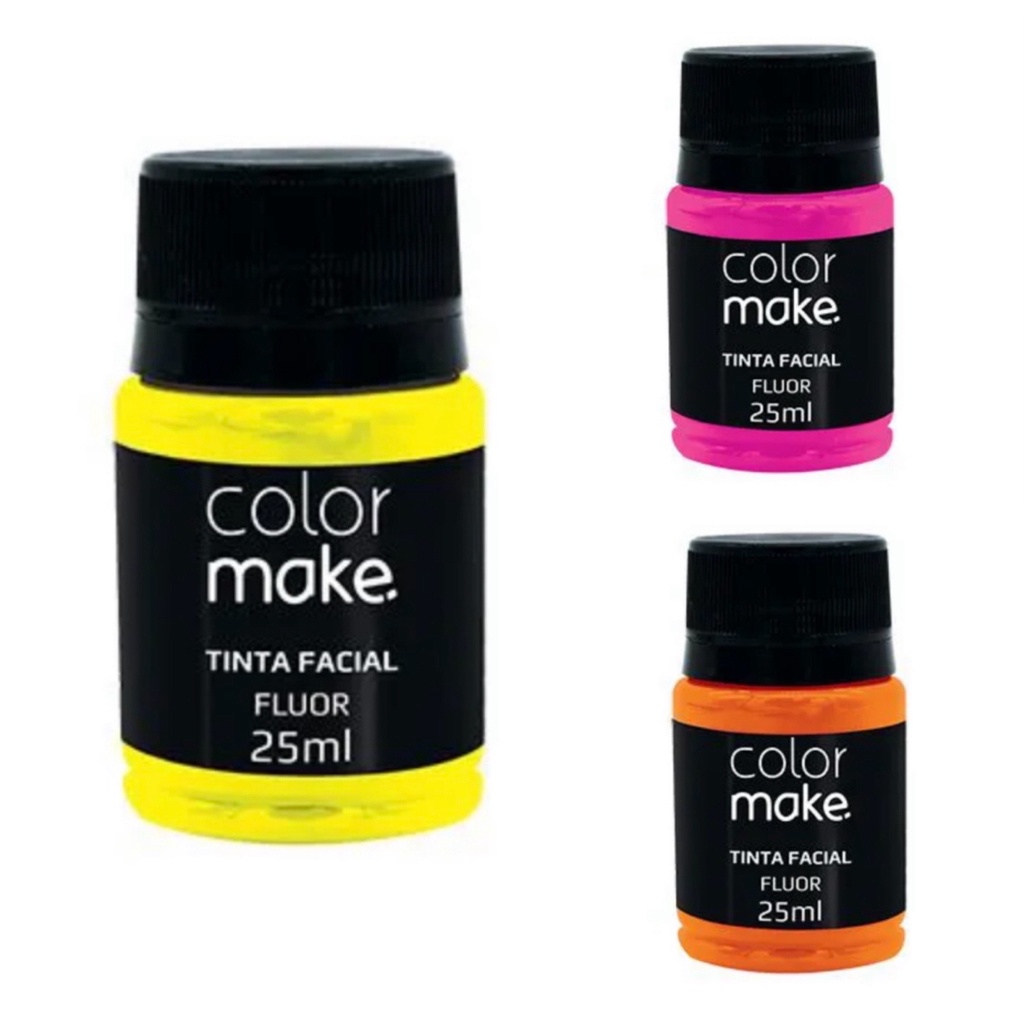 Kit Tinta Líquida Flúor 35ml Colormake C/ 3 (amarelo/rosa/laranja)
