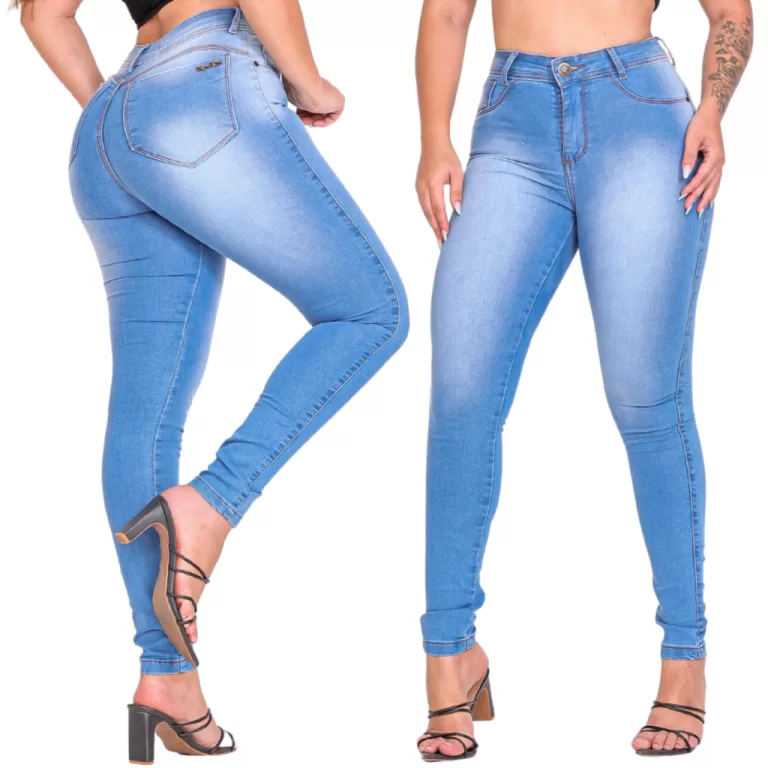 Calça Feminina Jeans Skinny/cintura Alta Com Elas