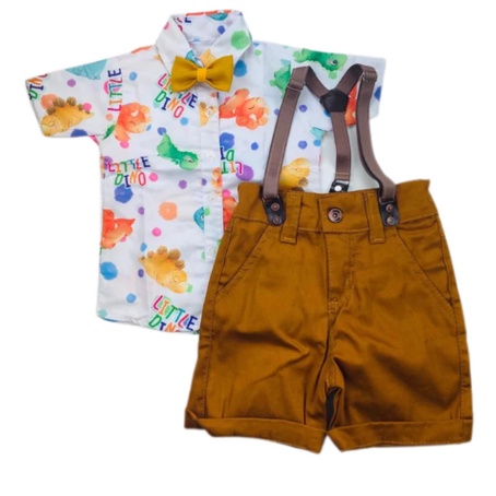 Dino Baby conjunto dinossauro kit Camisa, bermuda,