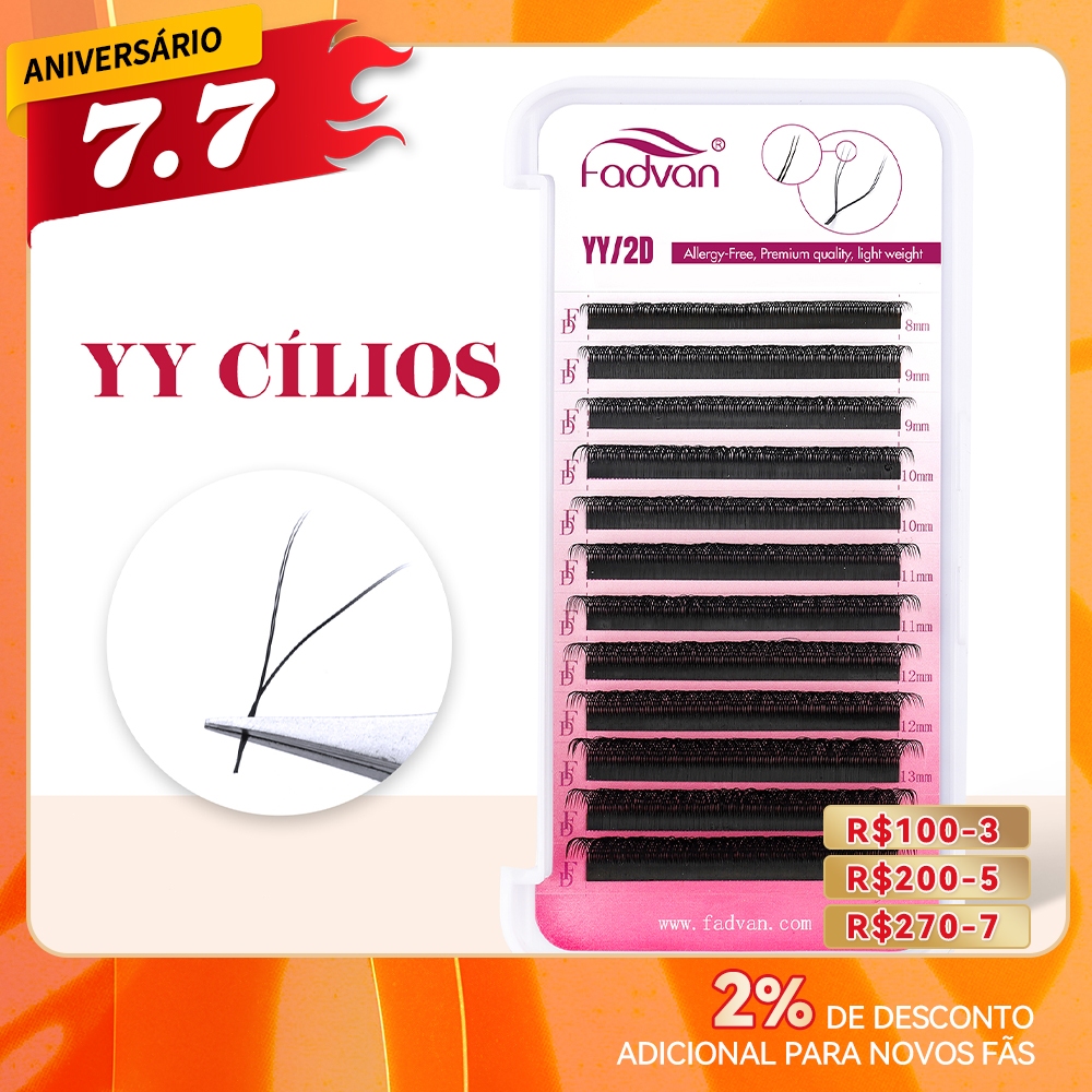 Pestanas Fadvan YY Shape Cílios Fox Eyes Brasileiras Macias