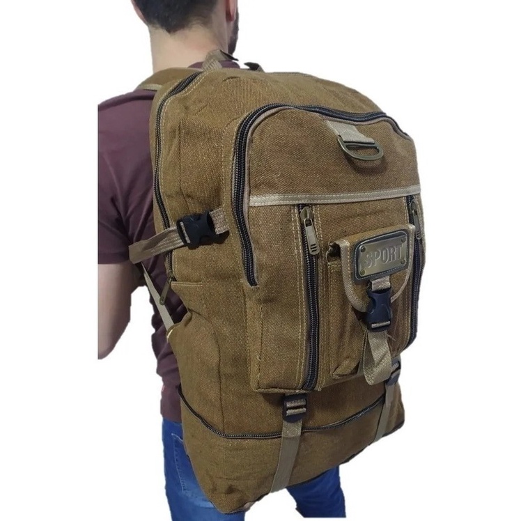 Mochila Masculina Lona 50 Litros Viagem Passeio Mo