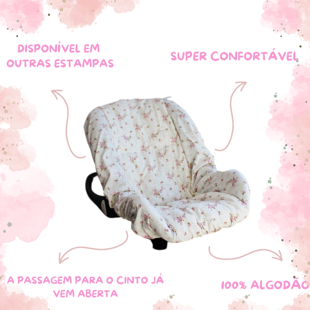 Capa Para Bebê Conforto Acolchoado Macio Menino e Menina 100% Algodão