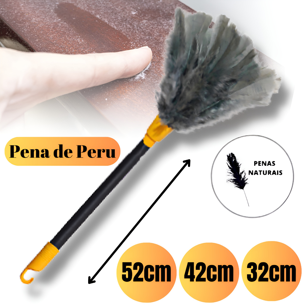 Espanador de pó Pena de Peru Tira Pó 32cm 42cm 52cm