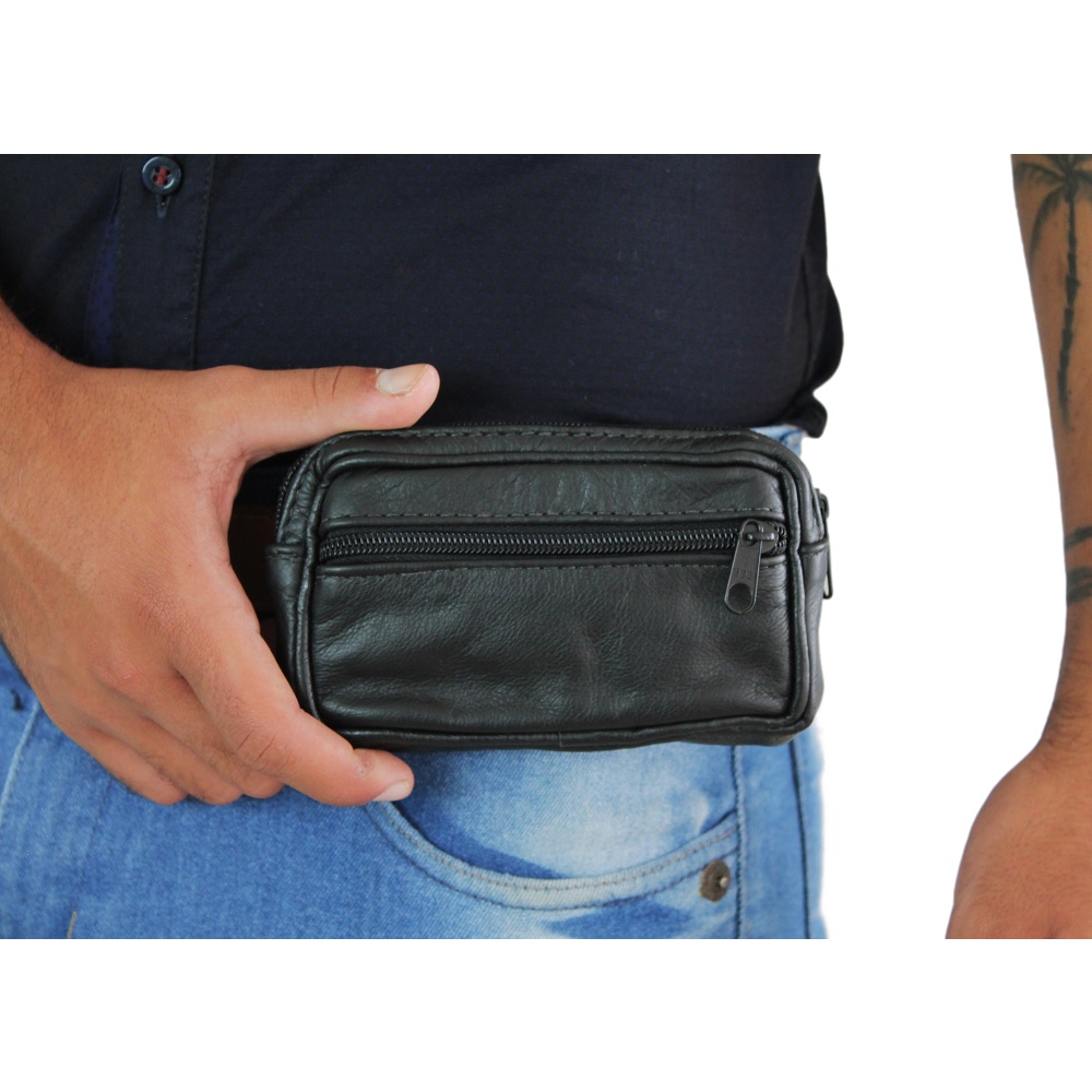 Mini Pochete Em Couro Bovino Legitimo Para Usar Com Cinto 04
