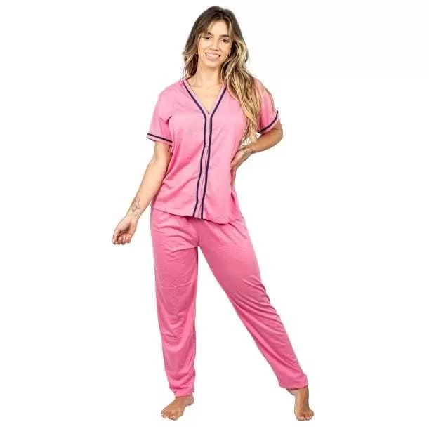 Pijama Feminino de Frio com botões outono aberto 