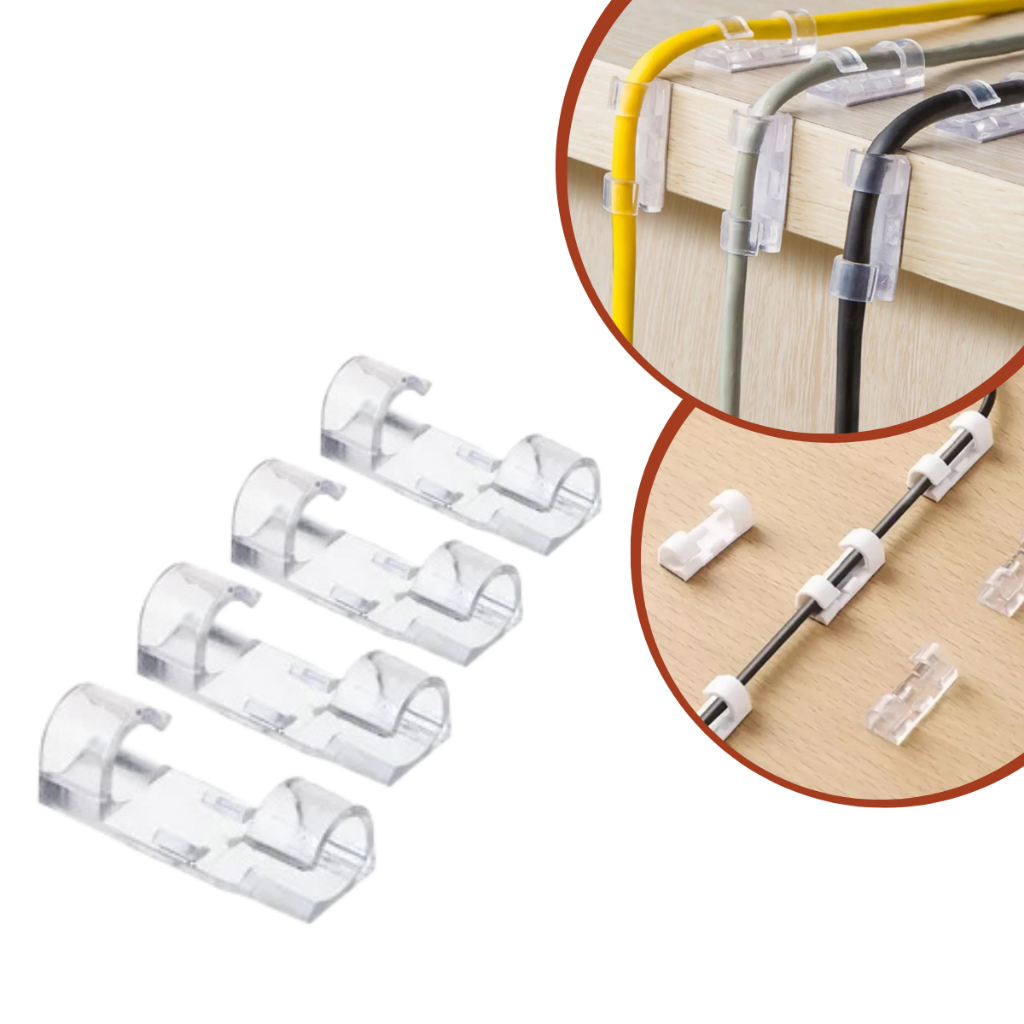 Clip Fixador Organizador de Fios e Cabos Autoadesivo com fita dupla face passa fio sem furar parede