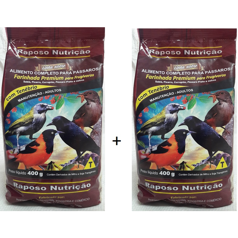 2 Farinhada Premium Sabiá Pixarro Corrupião Pássaro Preto 400g Cada.
