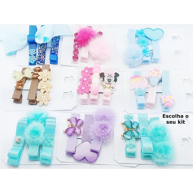 HAIR CLIP CABELO KIT COM 3 PECAS DECORADA ARTESNAL HCL0126A