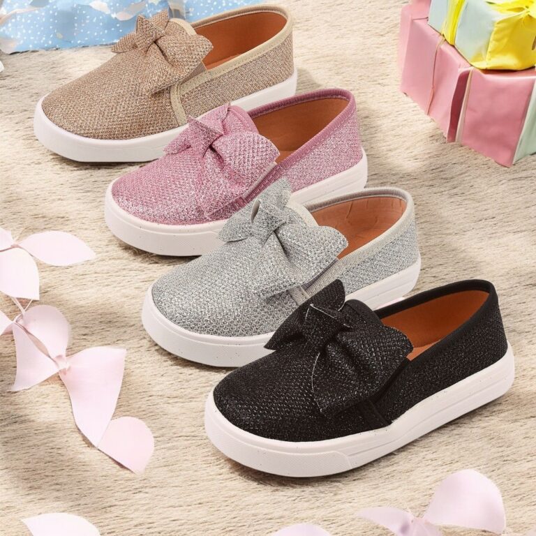 sapatilha infantil menina slip on brilho tenis inf