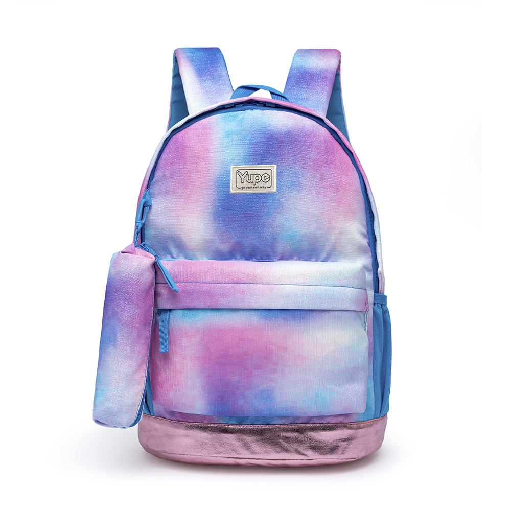 Mochila Bolsa Yupe Tie Dye Notebook Estojo Reforçada Juvenil