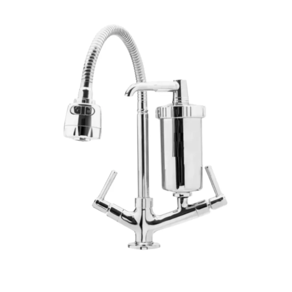 Torneira Para Cozinha Metal De Bancada Com Filtro Cano Flexível Cromada