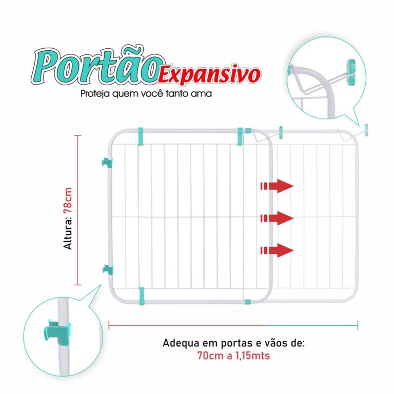 Portão Expansivo Grade Proteção Criança Pet Ca