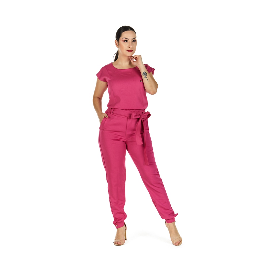 Conjunto Scrub Feminino Muscle Pink Casual Esteticista Salão de Beleza Consultório Assistente Clínic