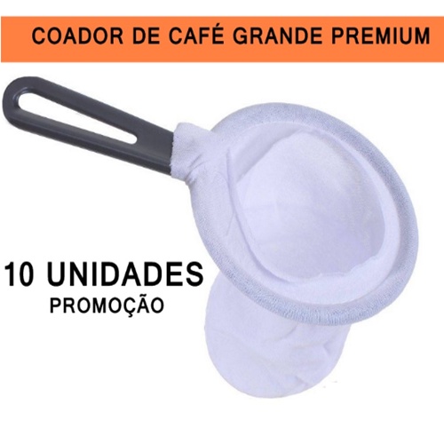Kit 10 Coador de Café Grande Algodão Cabo Plást