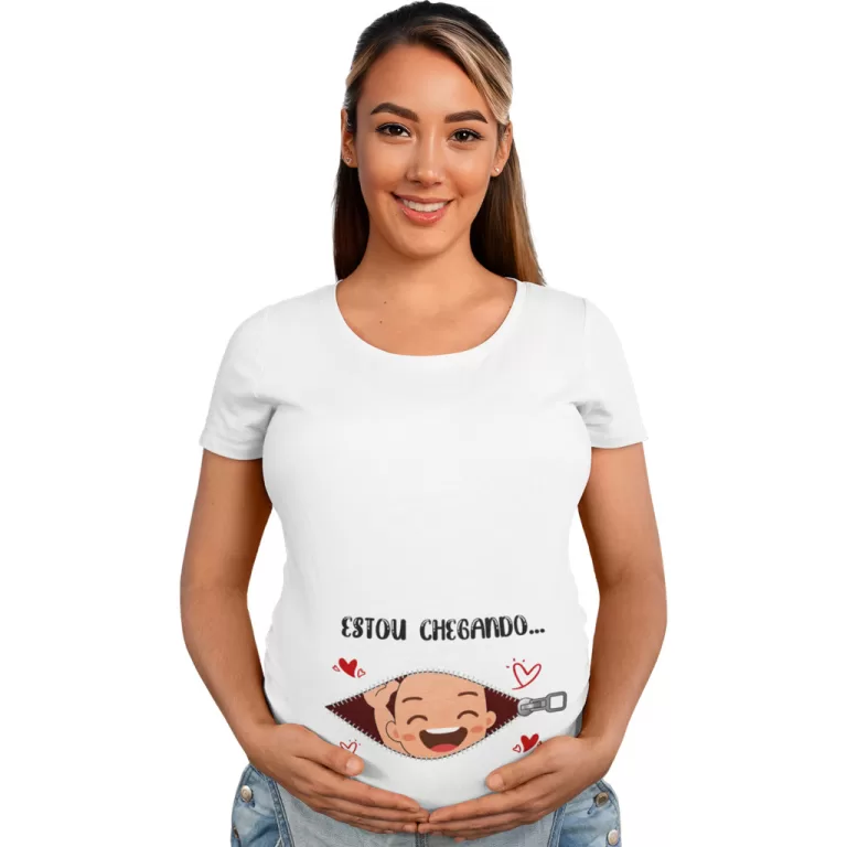 Camiseta Gestante Estou Chegando Papai Chá De Beb