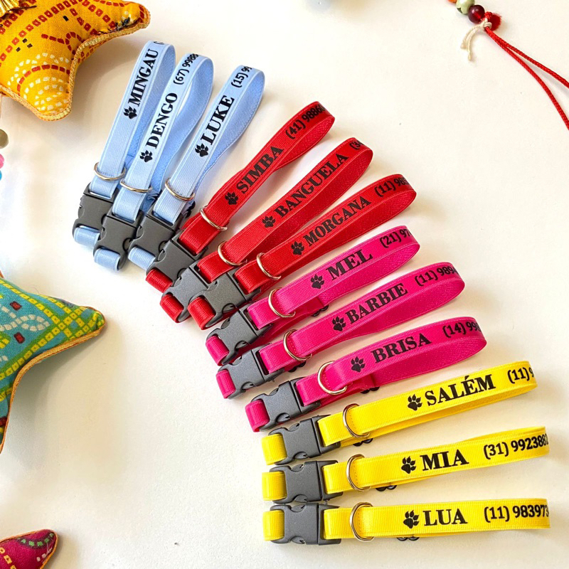 Coleira personalizada para gato – Coleira de identificação nome e telefone.