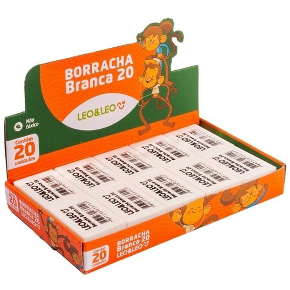 Kit 20 Unidades Borracha Escolar Branca N°20/40/60 LeoELeo