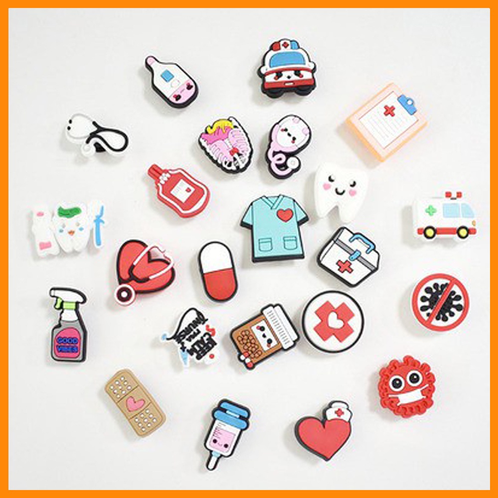 Estoque Pronto Para Acessórios para sandálias Pins Colorfully Medical Support Botão De Encanto Sapat