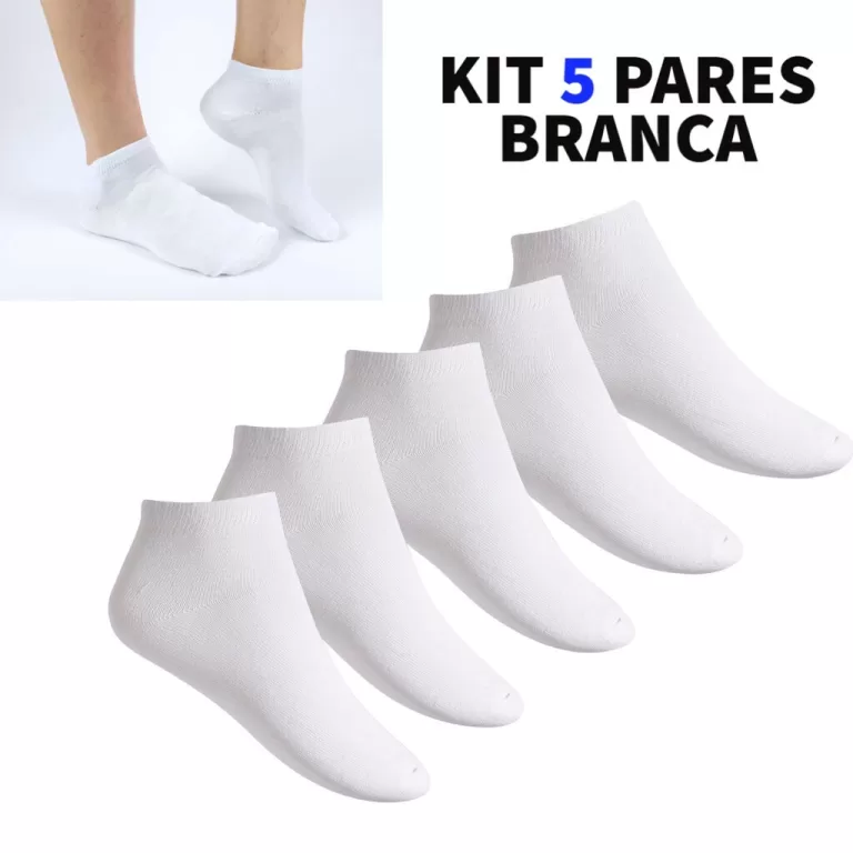 Kit 3 Pares Meia Branca Soquete Feminina ou Mascul