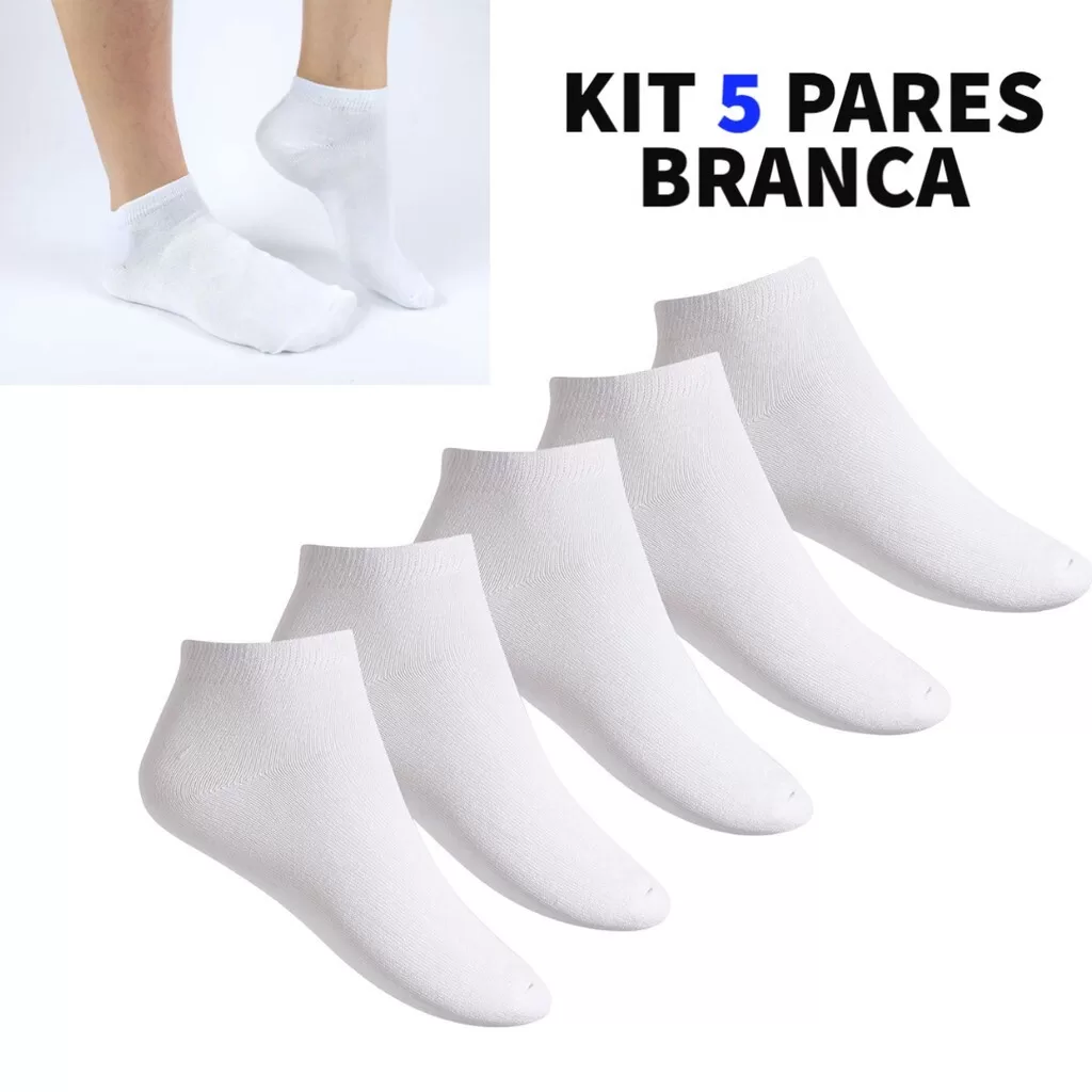 Kit 3 Pares Meia Branca Soquete Feminina ou Masculina Cano curto Algodão