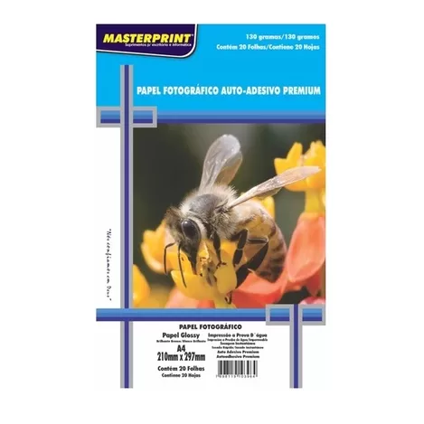 Papel Fotográfico Auto Adesivo A4 130 Gramas Mast