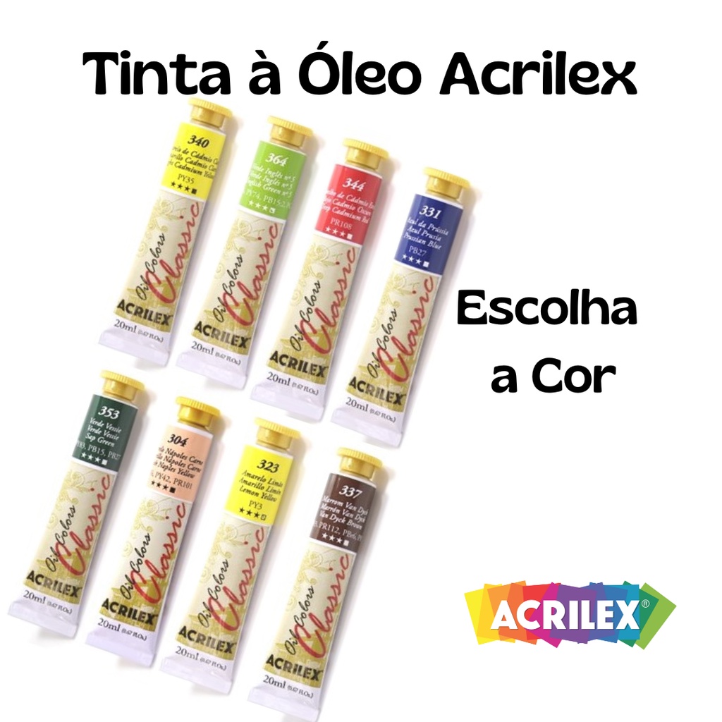 Tinta a Óleo para Pintura em Tela 20ml Acrilex Oil Colors  – Escolha a cor