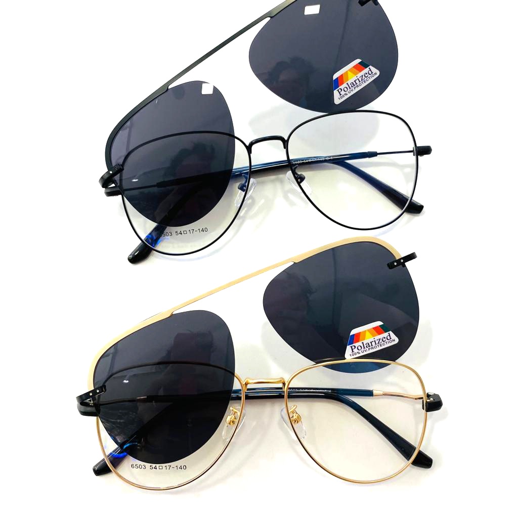 Armação Óculos Clip On Masculino Sol 2 em 1 Aviador Masculino