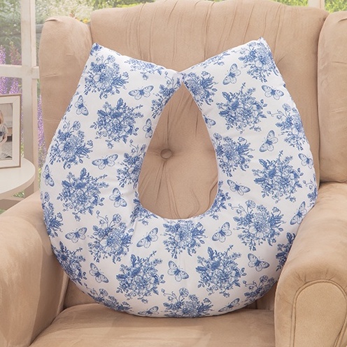 Almofada Amamentação Para Bebê Floral Azul