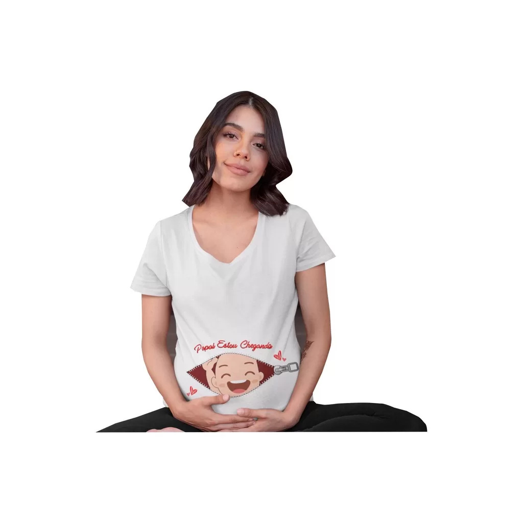 Camiseta Gestante Estou Chegando Papai Chá De Bebê Grávida