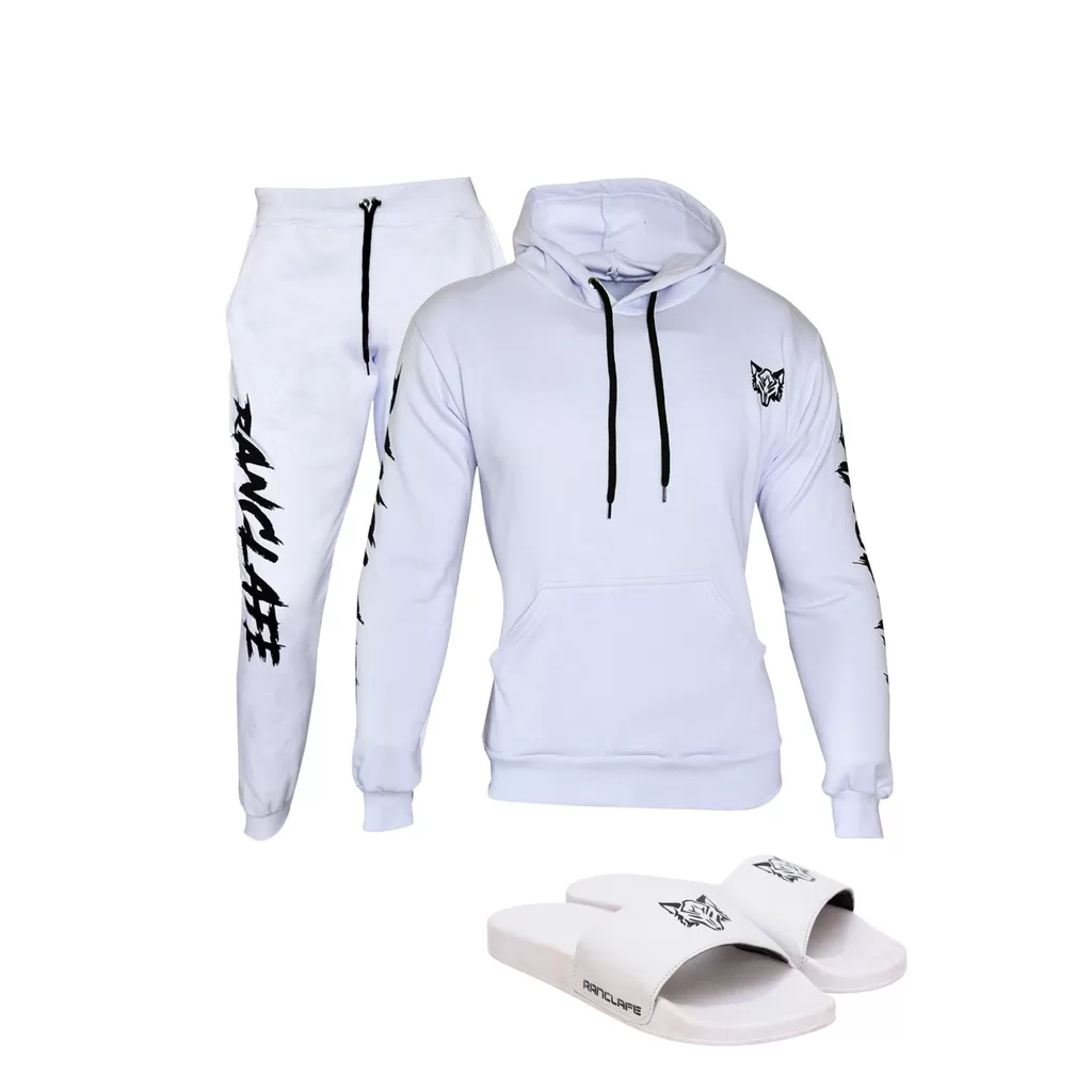 Moletom Canguru + Calça Conjunto Preto+ Chinelo Slide Ranclafe