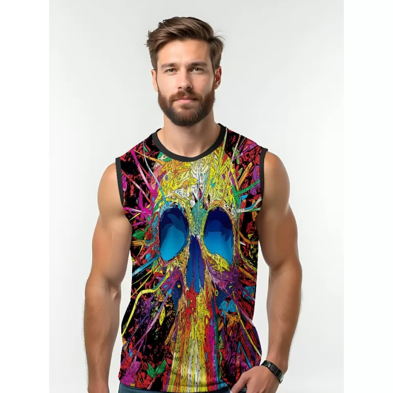 Camiseta Dry Fit Masculina UV 50+ Colorful Skull E