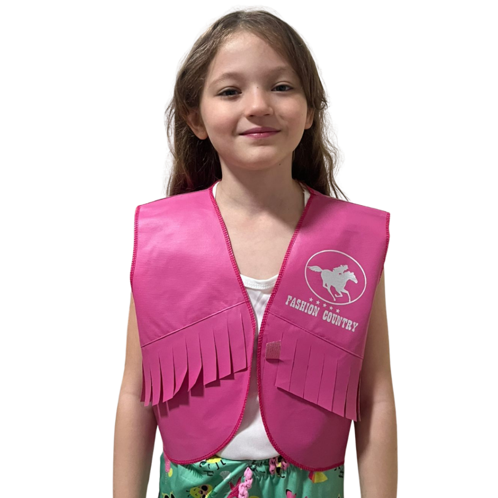 Colete Country Rosa Infantil Festa Junina