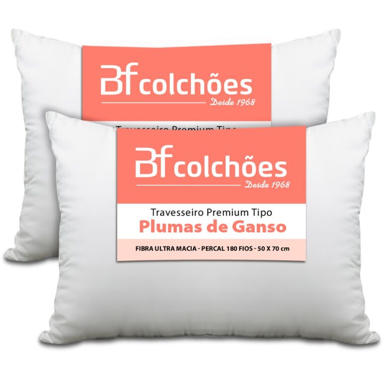 Kit 2 Travesseiros Premium tipo Pluma Pena de Gans
