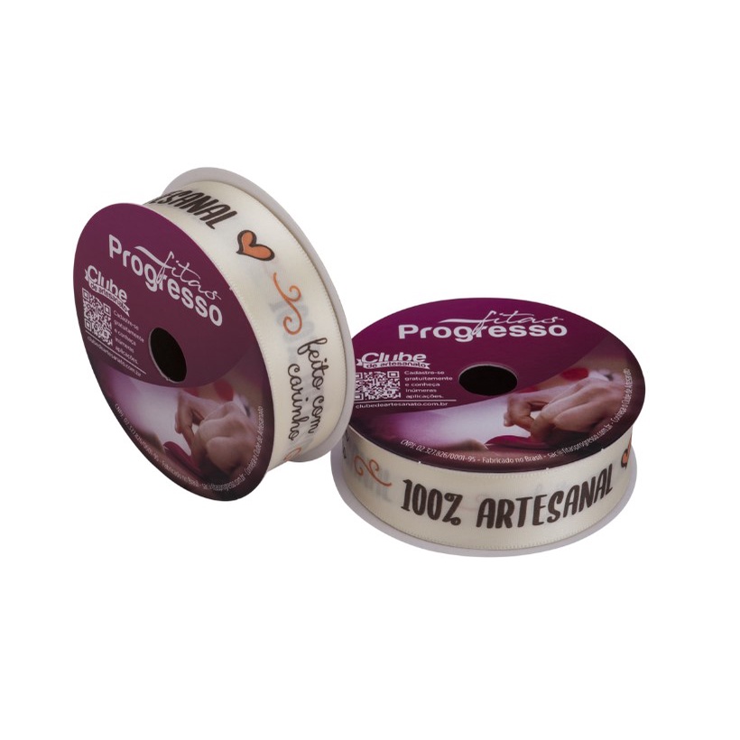 Fita de Cetim 100% Artesanal – Feito com Carinho Cor 258 – 22mm – 01 unidade – 10 metros – Progresso