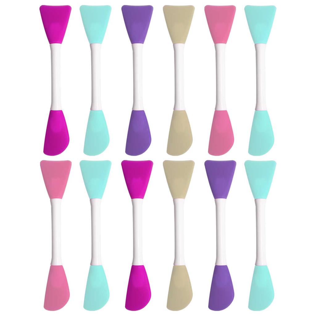 Kit 12 Espátulas Duplas de Silicone para Aplicação de Máscara Argila Skincare Maquiagem