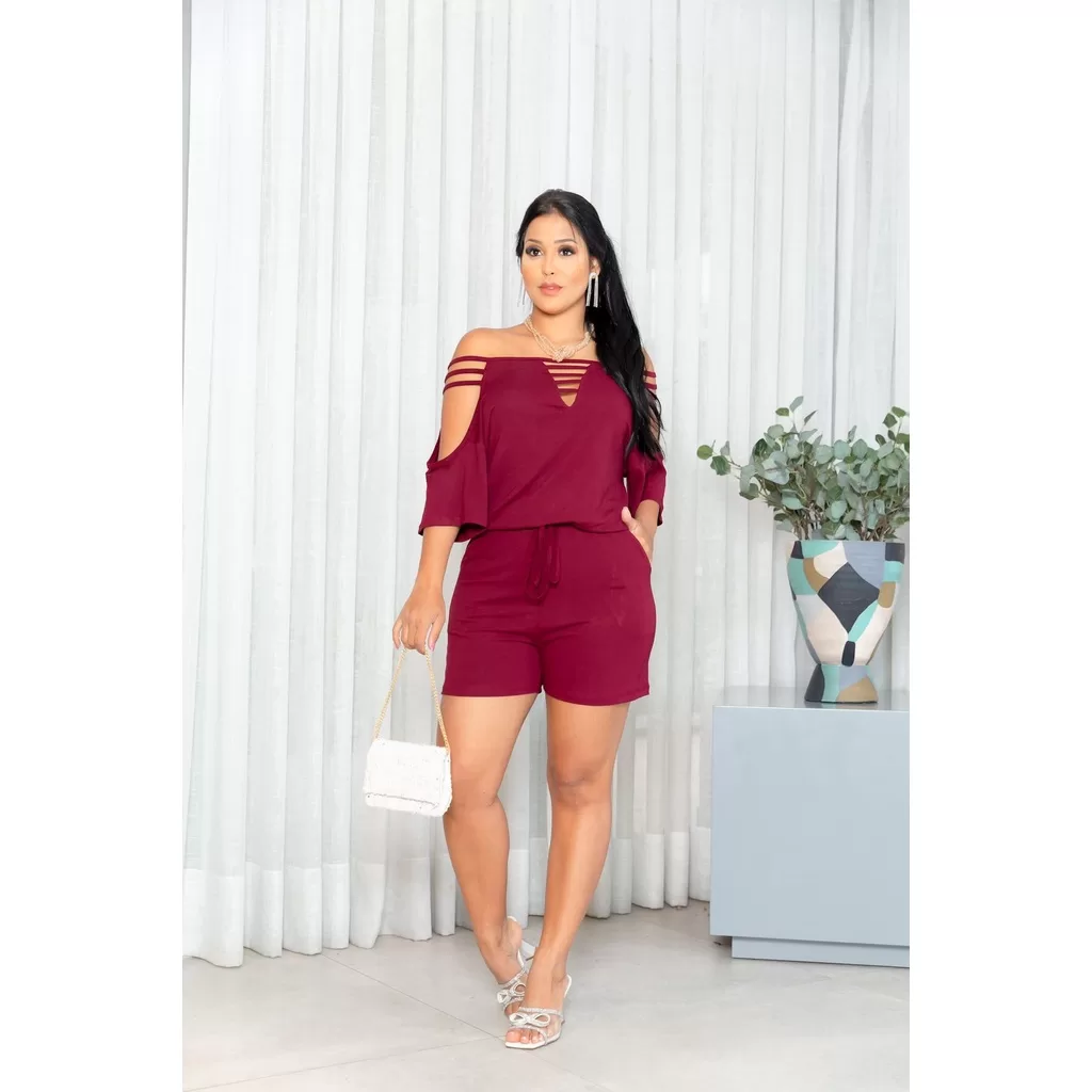 Macaquinho Feminino Curto Roupas Moda Feminina Macacão Verão