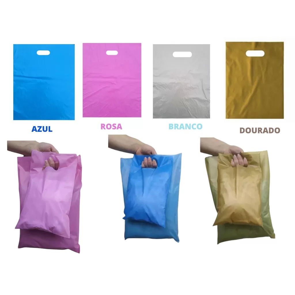 sacola boca de palhaço para envios de mercadorias na cor rosa com 50 unidades – 30×40