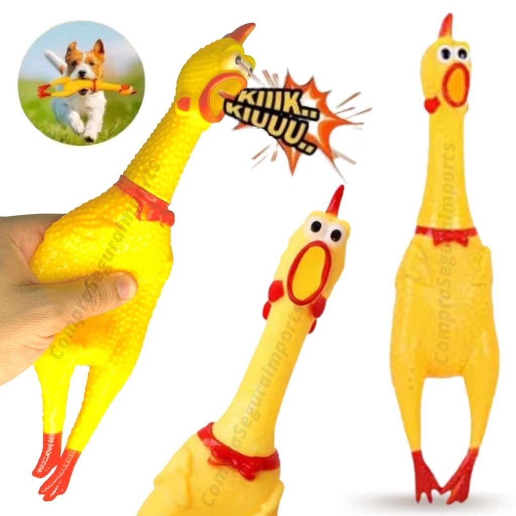 Frango Galinha 16cm Brinquedo Pet Borracha Mordedor Sonoro