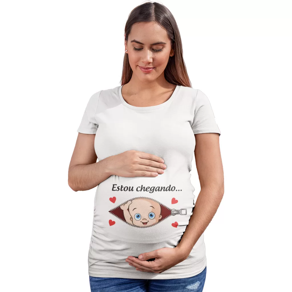 Camiseta Gestante Estou Chegando Papai Chá De Bebê Grávida