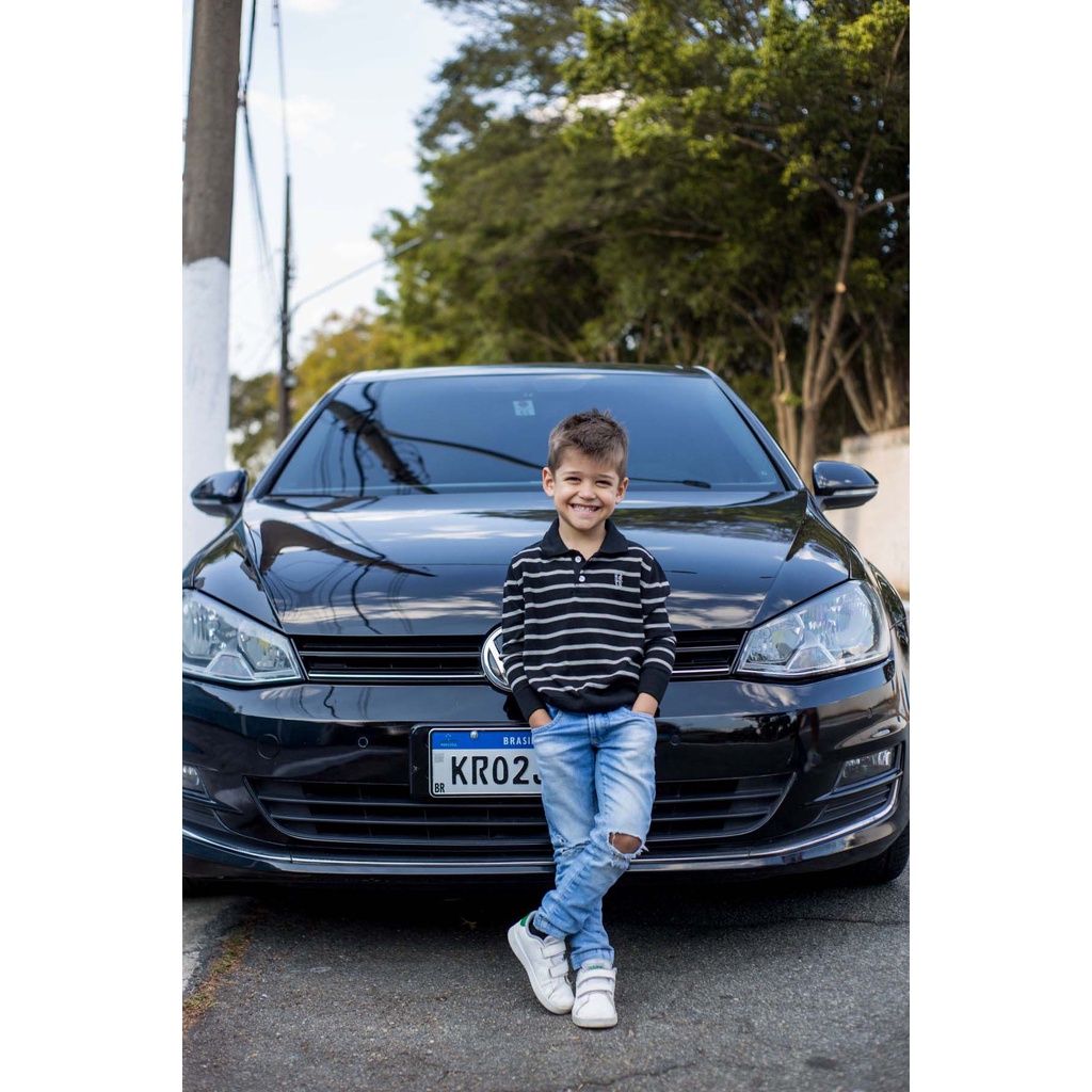 Camisa Polo Suéter Listrado Infantil